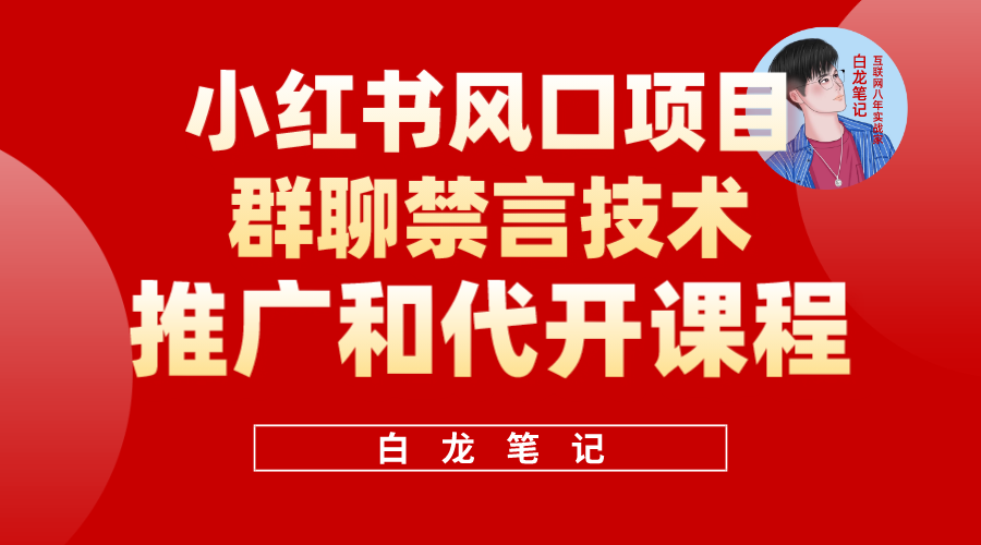 小红书风口项目日入300+，小红书群聊禁言技术代开项目，适合新手操作-我爱项目网
