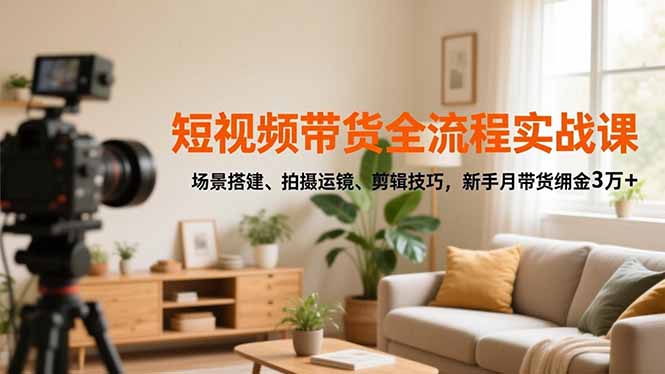 （16679期）短视频带货全流程实战课，场景搭建、拍摄运镜、剪辑技巧，新手月带货佣金3万+-我爱项目网
