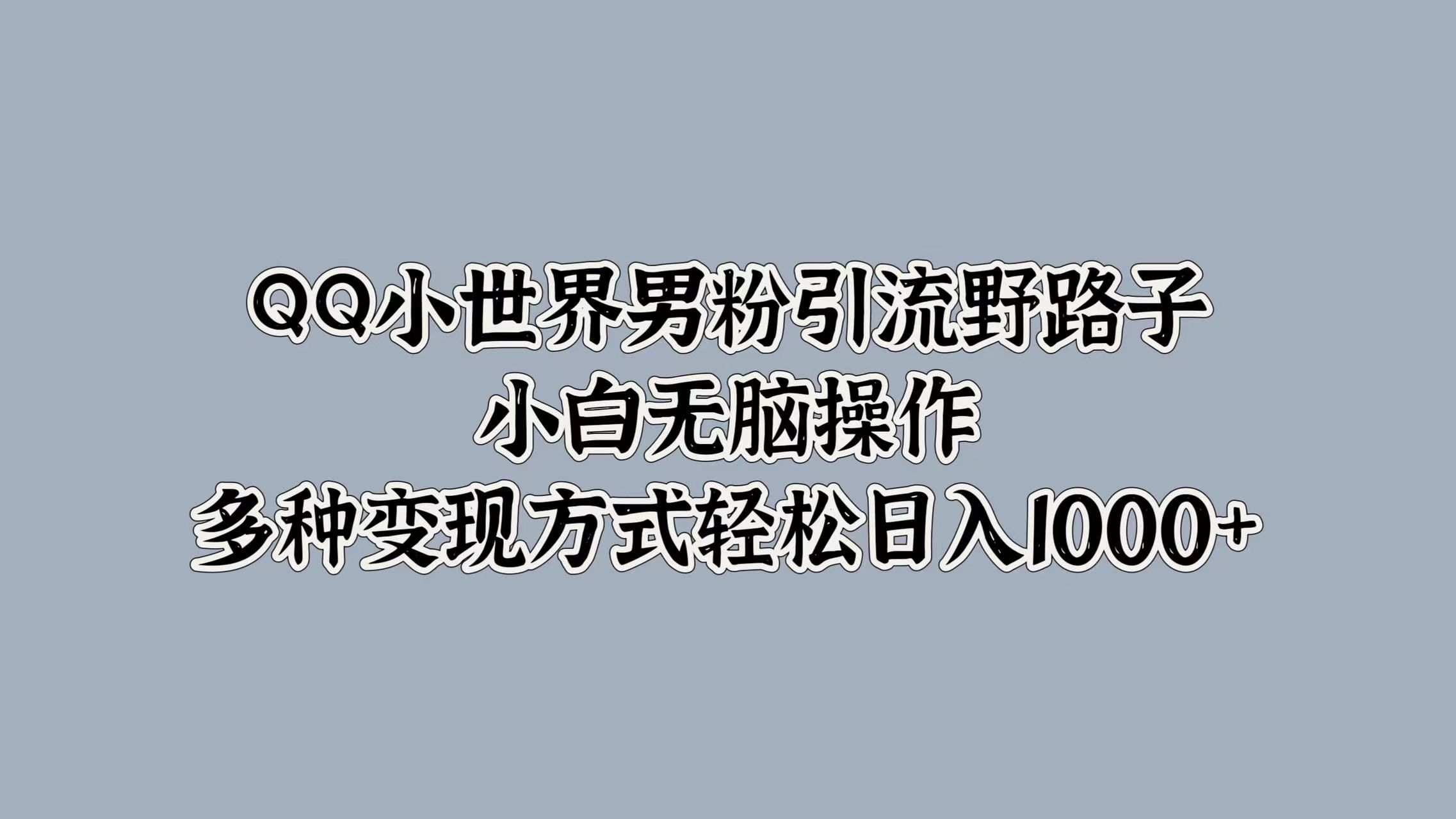 QQ小世界男粉引流野路子，小白无脑操作，多种变现方式轻松日入1000+-我爱项目网