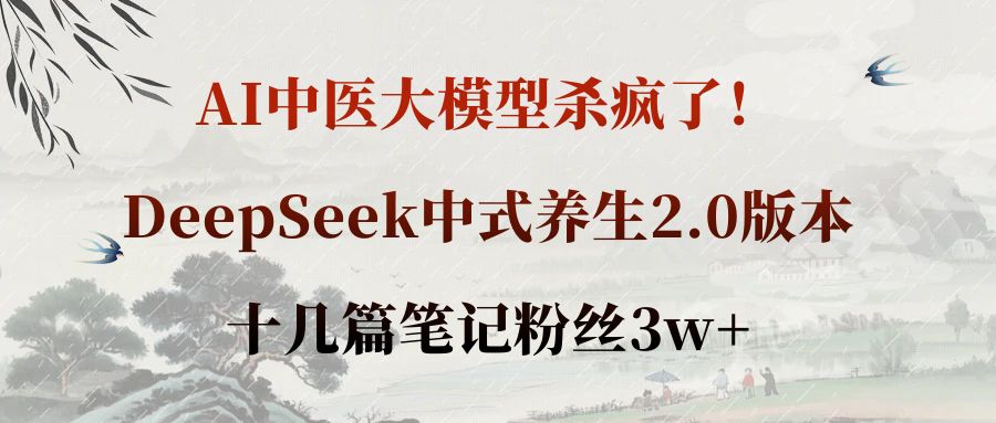 AI中医大模型杀疯了！DeepSeek中式养生2.0版本，十几篇笔记粉丝3w+-我爱项目网