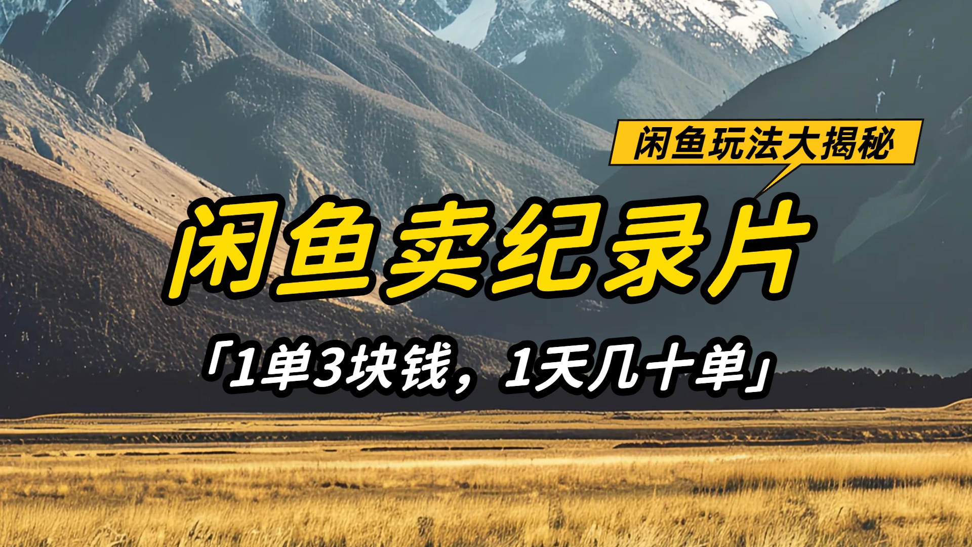 闲鱼卖纪录片1单3块钱，1天几十单，项目稳定有潜力-我爱项目网