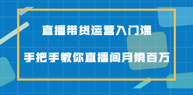 直播带货运营入门课，手把手教你直播间月销百万-我爱项目网