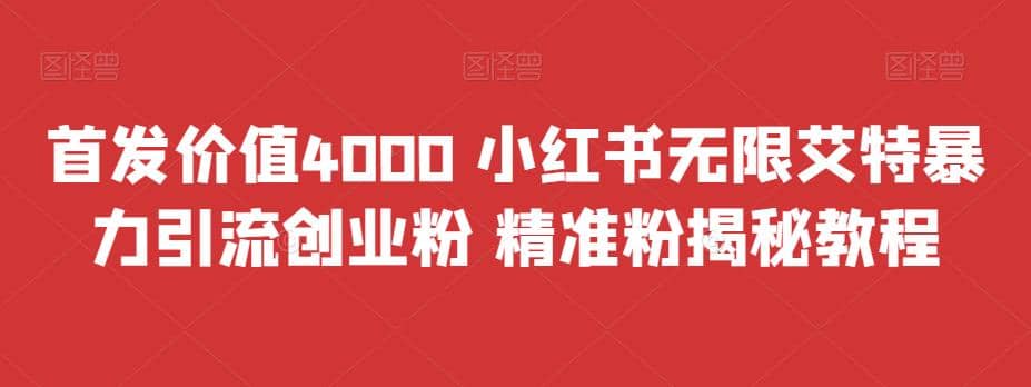 首发价值4000 小红书无限艾特暴力引流创业粉 精准粉揭秘教程-我爱项目网